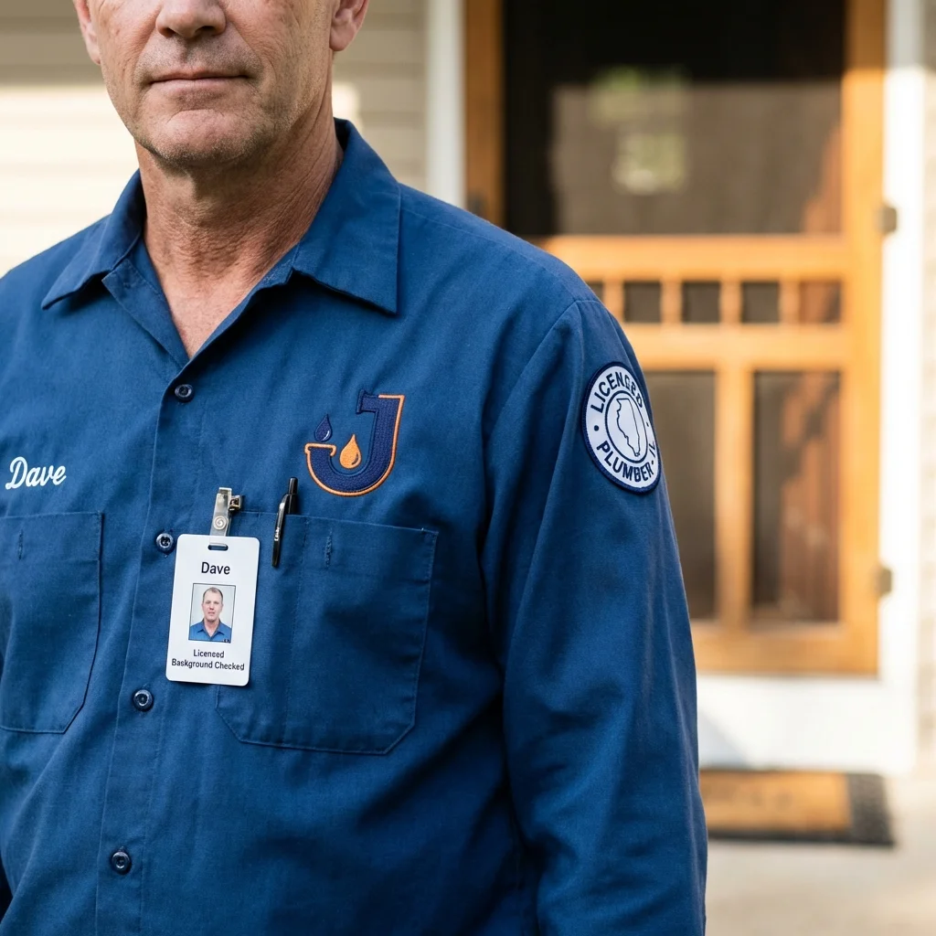 Licensed plumber showing ID badge in Gillett, WI