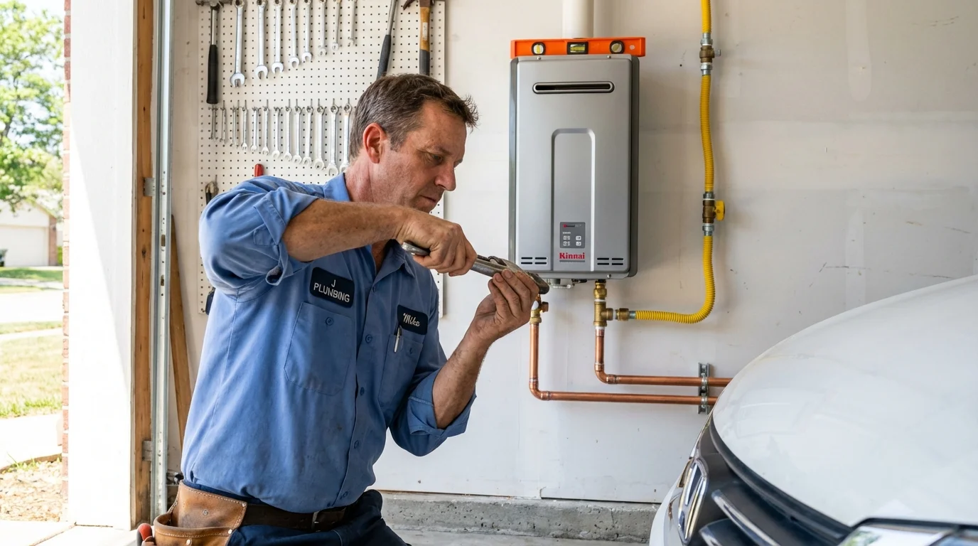 Tankless water heater installation by a Johns Plumbing LLC plumber in Gillett